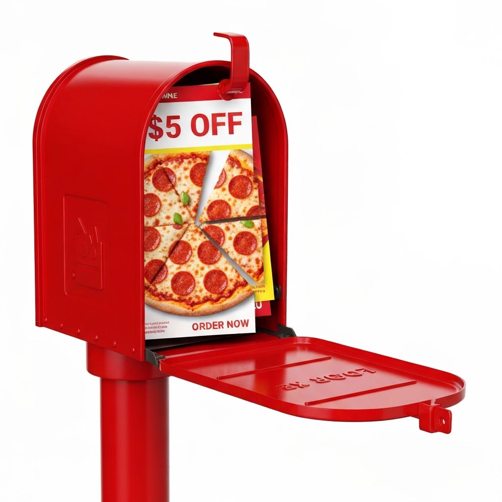 New mover marketing postcard for pizzeria welcome offer