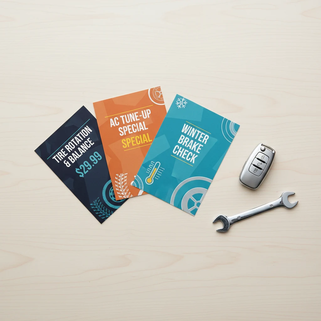 Seasonal auto repair postcard campaigns
