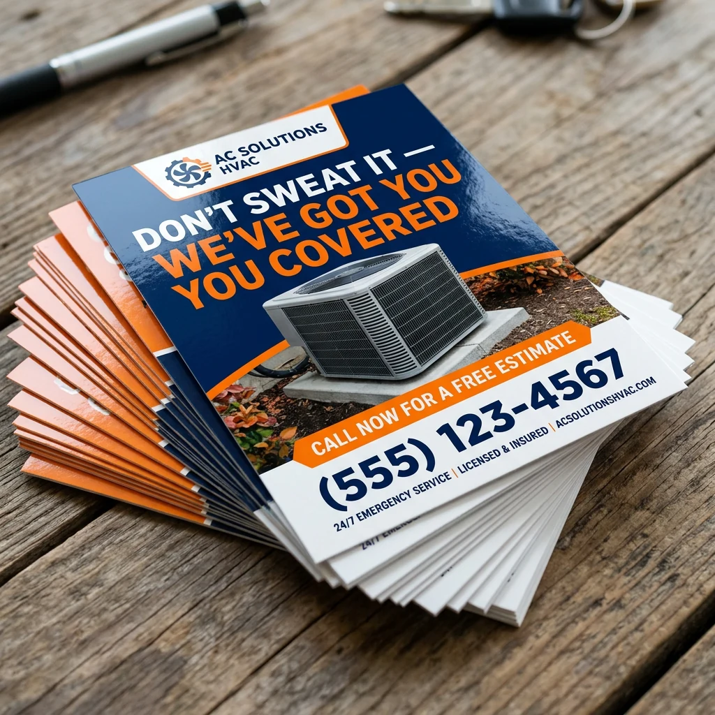 HVAC direct mail postcard stack