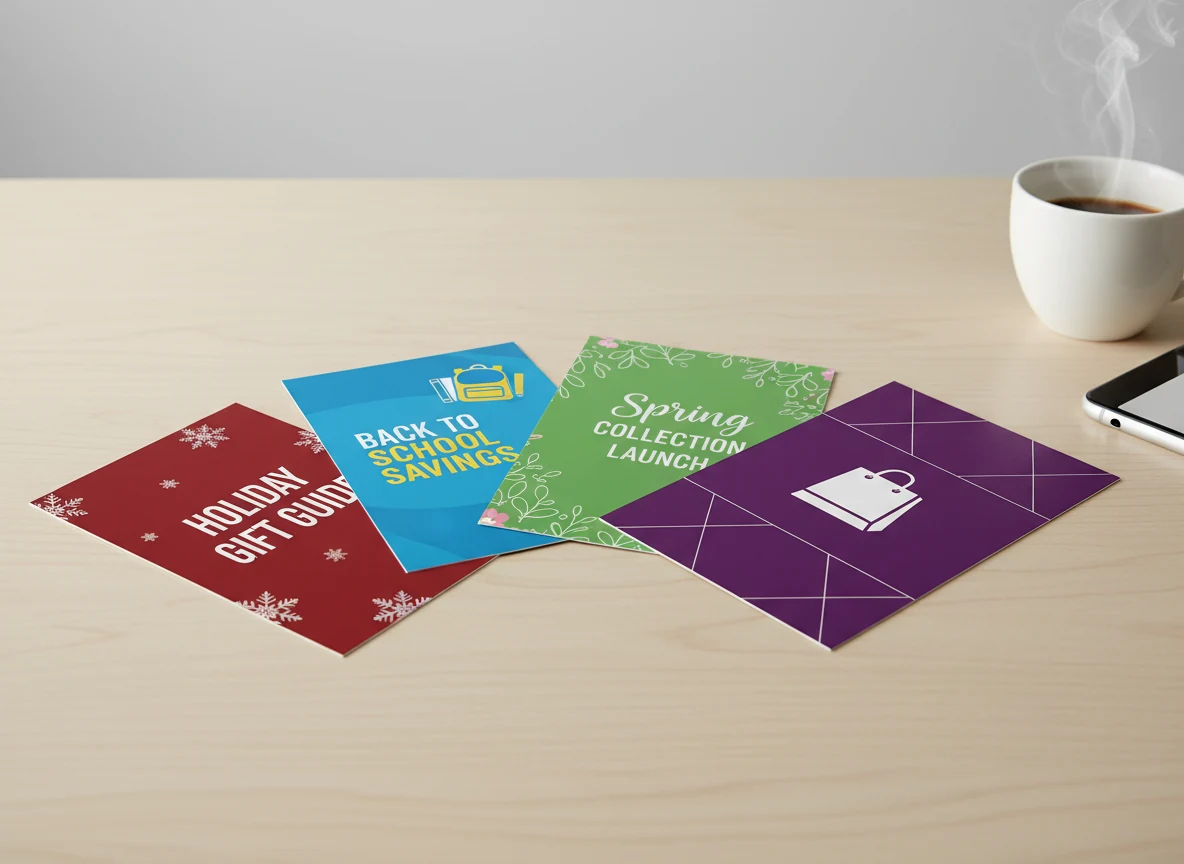 Seasonal retail postcard campaigns